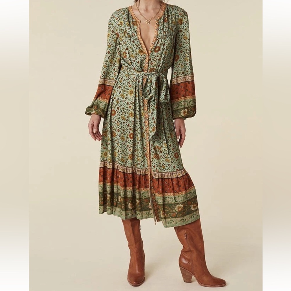Spell THE LADY UNTAMED BUTTON DOWN MIDI DRESS